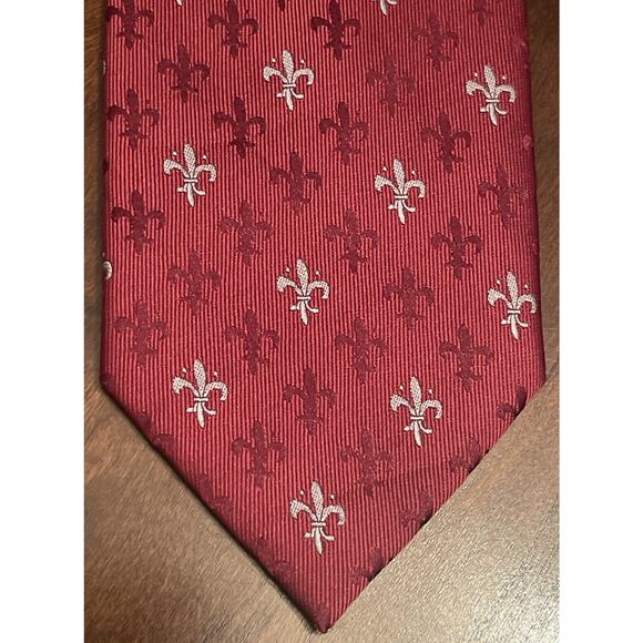Firenze Red Gray 100% Silk Men’s Neck Tie - Picture 1 of 9